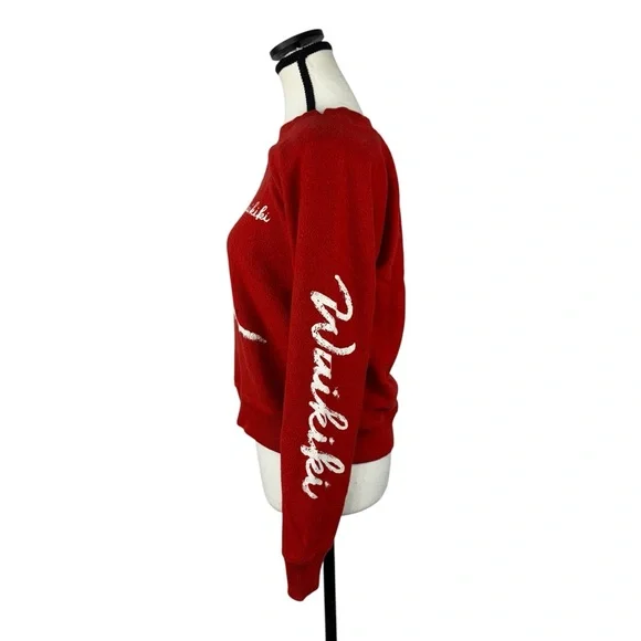 Faherty XS Red Graphic Ski Waikiki Sweatshirt Pullover Crewneck Cotton Blend - Picture 3 of 11